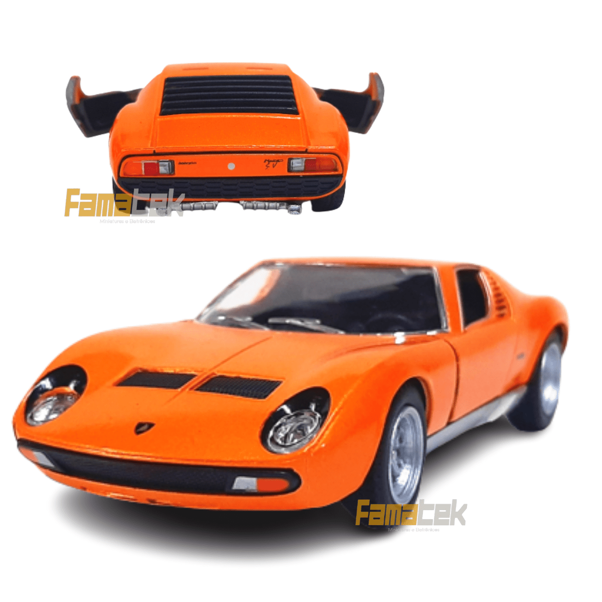  Miniatura de Ferro Lamborghini 1971 Miura P400 SV Laranja 1/34