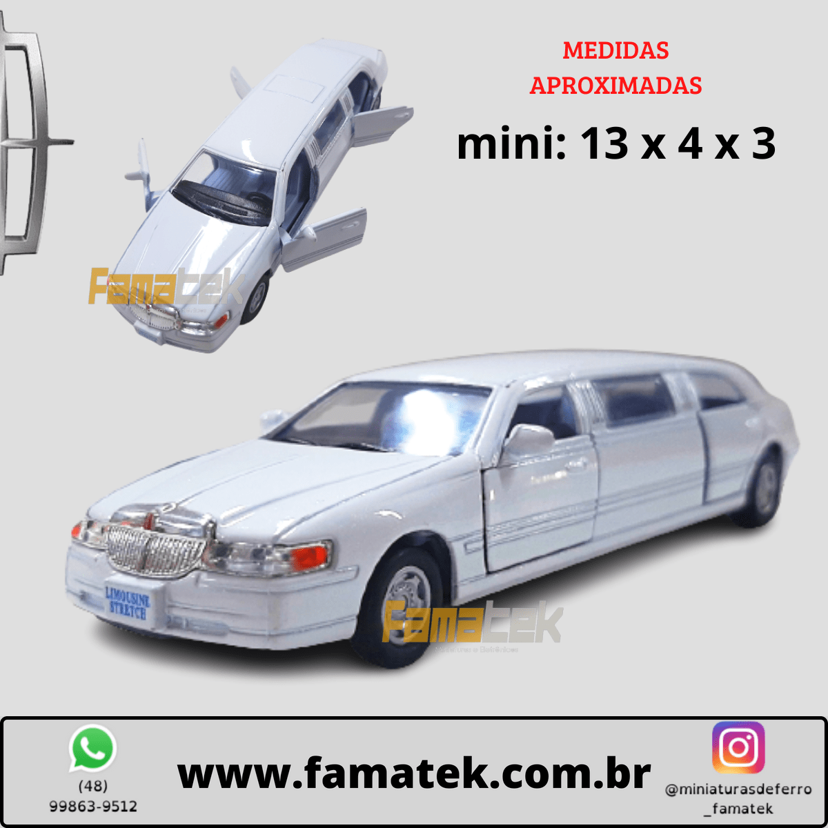 Miniaturas de Ferro 1999 Lincoln Town Limosine Car Stretch Limo Branco Escala 1/52