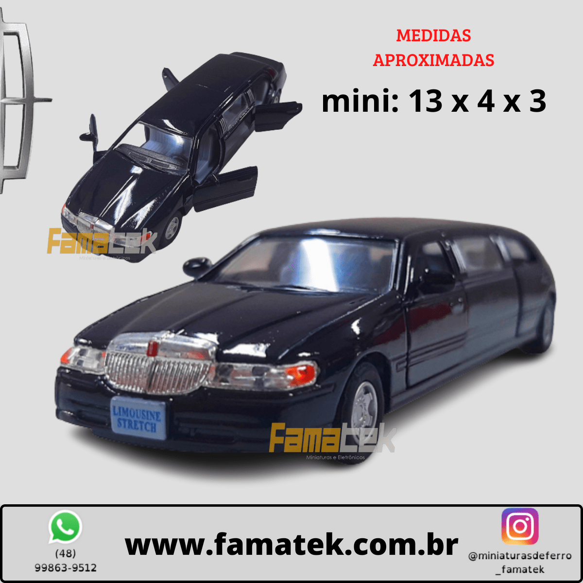 Miniaturas de Ferro 1999 Lincoln Town Limosine Car Stretch Limo Preto Escala 1/52