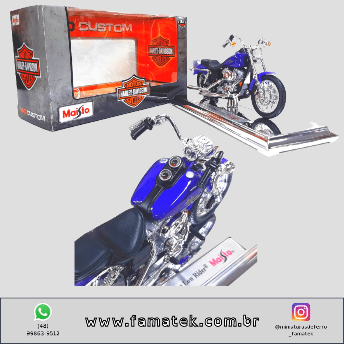 Miniatura 1/18 Harley-Davidson 2000 FXDL Dyna Low Rider Roxo com caixa