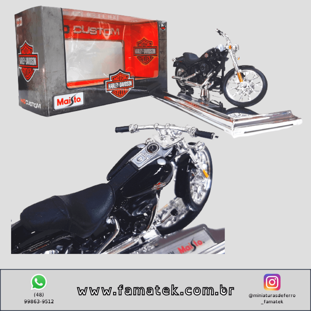 Miniatura 1/18 Harley-Davidson 2002 FXSTB Night Train Preto com caixa