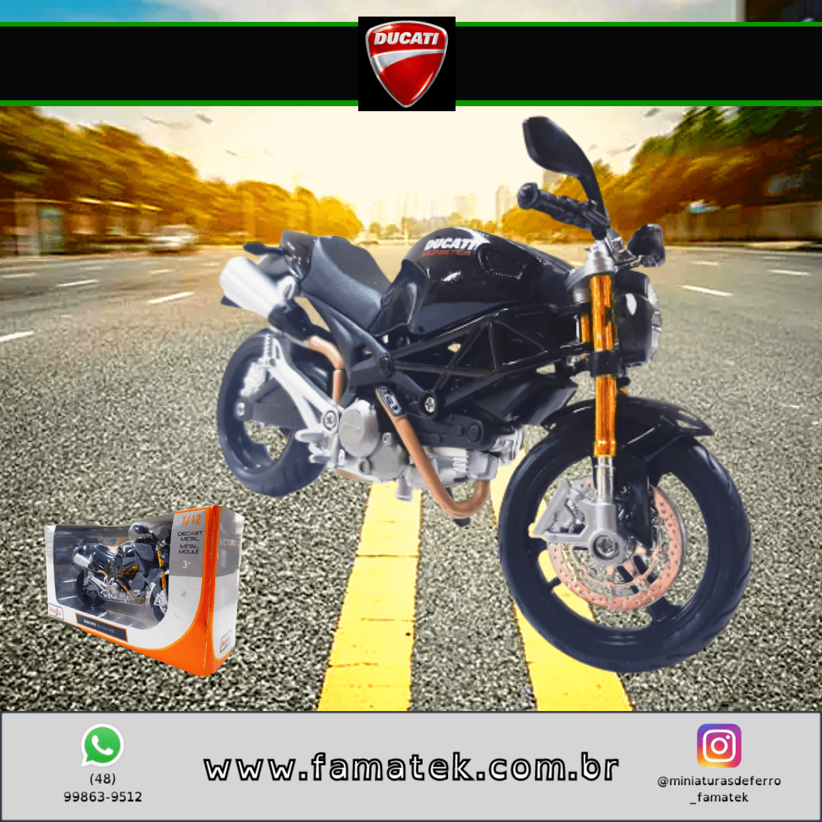 Miniatura Escala 1/12 Moto DUCATI MONSTER 696