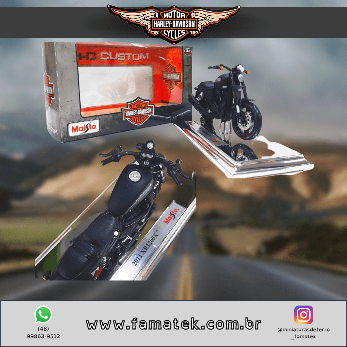 Miniatura 1/18 Harley-Davidson 2011 XR1200X Preto com caixa