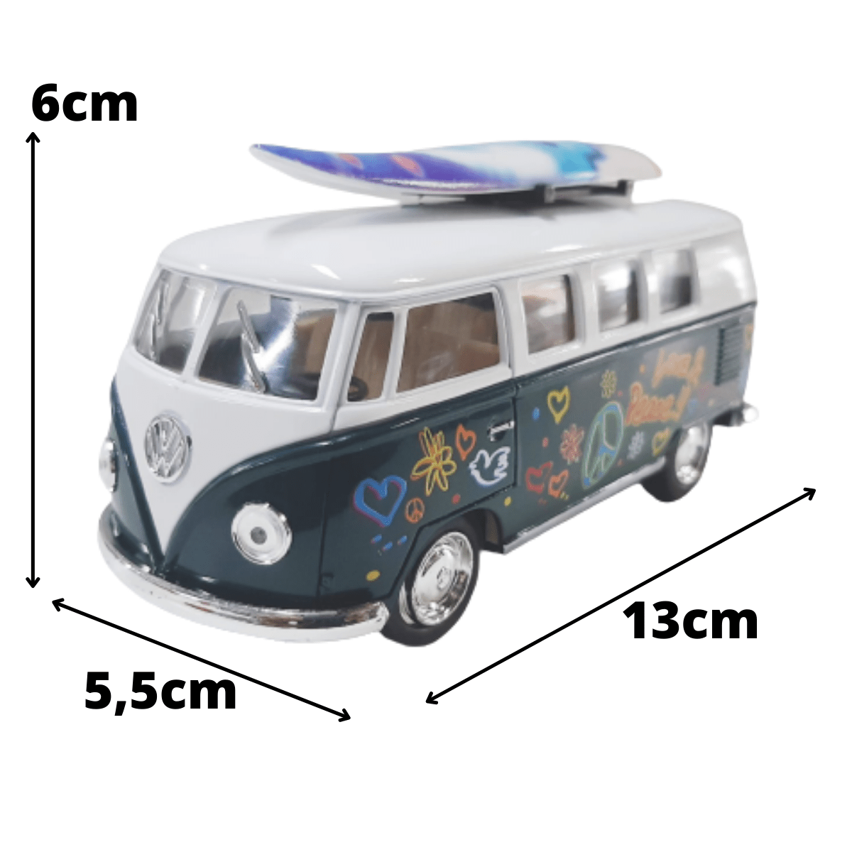 Mini 1/32 1962 Volkswagen Kombi Corujinha Com Prancha - Miniatura Escala 1/32