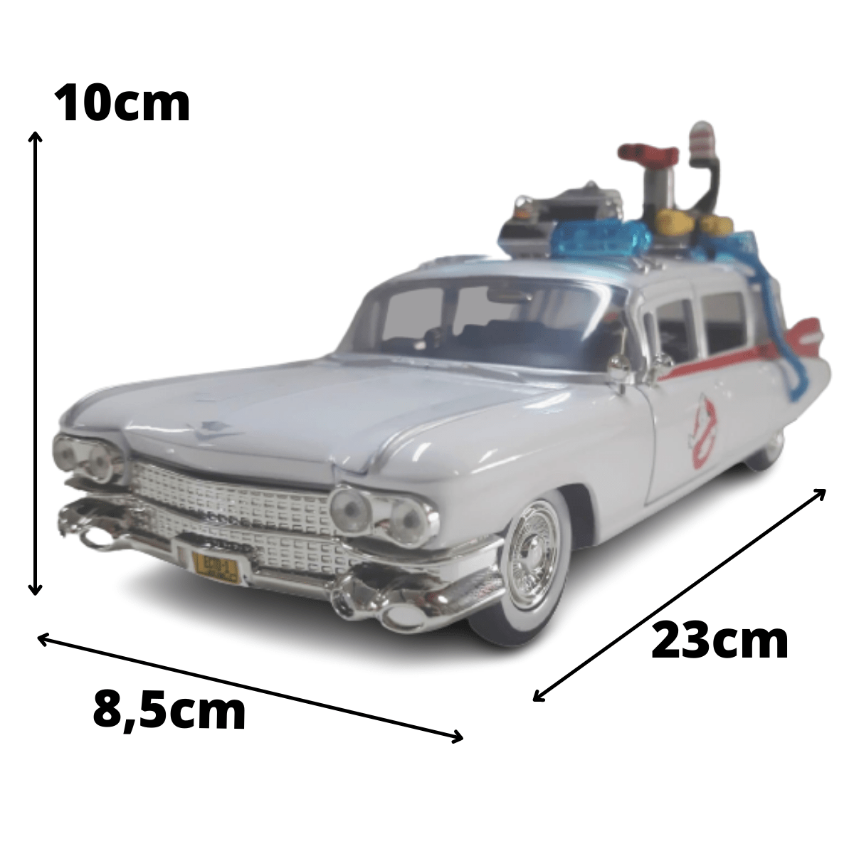 Miniatura de ferro Caça-Fantasmas ECTO-1 Cadillac Esc 1/24 _Ambulance Ghost Busters 