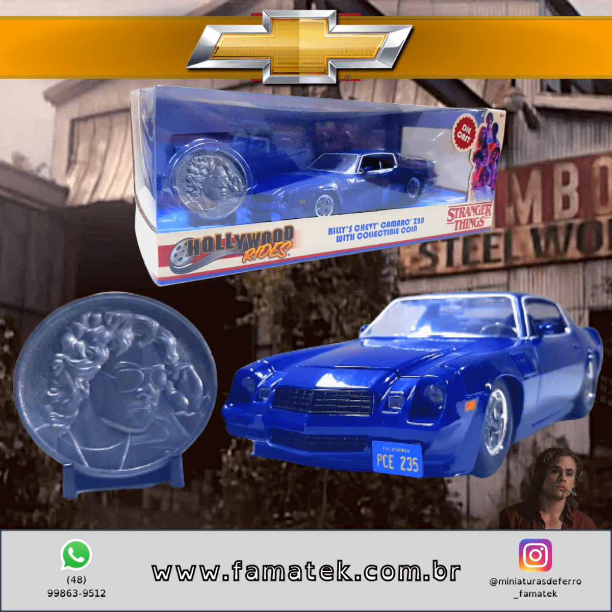 Miniatura de Ferro Chevrolet Camaro Z28 do Billy Stanger Things 1/24