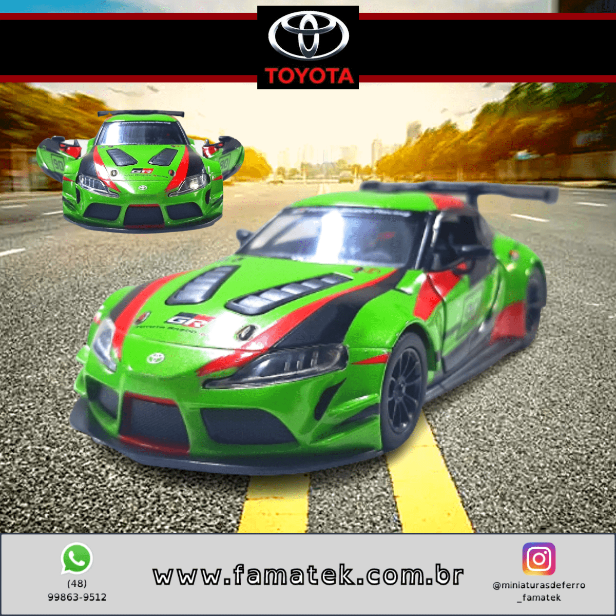 Miniatura de Ferro Toyota Supra GR Verde Escala 1/36