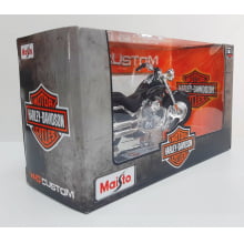 Kit 1 Quadro decorativo + 1 Miniatura 1/18 H-D 2004 FLSTFI Fat Boy Preto com caixa Harley-Davidson