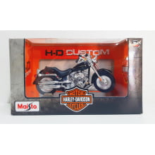 Kit 1 Quadro decorativo + 1 Miniatura 1/18 H-D 2004 FLSTFI Fat Boy Preto com caixa Harley-Davidson