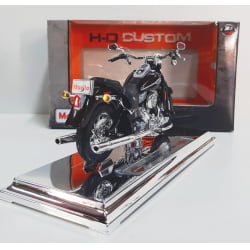 Kit 1 Quadro decorativo + 1 Miniatura 1/18 H-D 2005 FLSTCI Softail Springer Classic Marrom com caixa Harley-Davidson