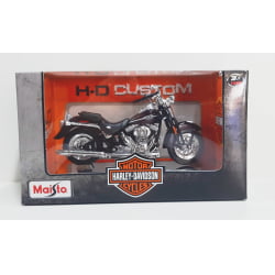 Kit 1 Quadro decorativo + 1 Miniatura 1/18 H-D 2005 FLSTCI Softail Springer Classic Marrom com caixa Harley-Davidson