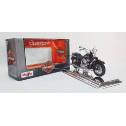 Kit 1 Quadro decorativo + 1 Miniatura 1/18 H-D 2005 FLSTCI Softail Springer Classic Marrom com caixa Harley-Davidson