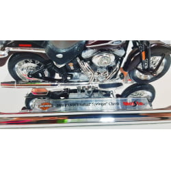 Kit 1 Quadro decorativo + 1 Miniatura 1/18 H-D 2005 FLSTCI Softail Springer Classic Marrom com caixa Harley-Davidson