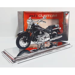 Kit 1 Quadro decorativo + 1 Miniatura 1/18 H-D 2005 FLSTCI Softail Springer Classic Marrom com caixa Harley-Davidson