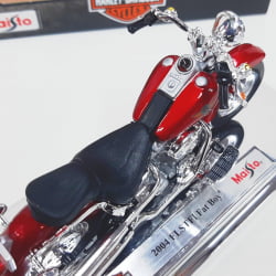 Kit 1 Quadro decorativo + 1 Miniatura 1/18 H-D 2004 FLSTFI Fat Boy Vermelho com caixa Harley-Davidson