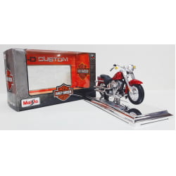 Kit 1 Quadro decorativo + 1 Miniatura 1/18 H-D 2004 FLSTFI Fat Boy Vermelho com caixa Harley-Davidson