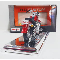 Kit 1 Quadro decorativo + 1 Miniatura 1/18 H-D 2004 FLSTFI Fat Boy Vermelho com caixa Harley-Davidson