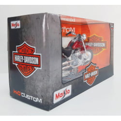 Kit 1 Quadro decorativo + 1 Miniatura 1/18 H-D 2004 FLSTFI Fat Boy Vermelho com caixa Harley-Davidson