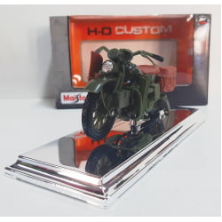 Kit 1 Quadro decorativo + 1 Miniatura 1/18 H-D 1942 WLA Flat Head Verde com caixa Harley-Davidson