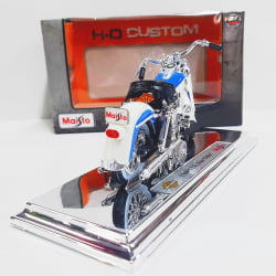 Kit 1 Quadro decorativo + 1 Miniatura 1/18 H-D 1958 FLH DUO Glide Azul com caixa Harley-Davidson