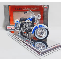 Kit 1 Quadro decorativo + 1 Miniatura 1/18 H-D 1958 FLH DUO Glide Azul com caixa Harley-Davidson