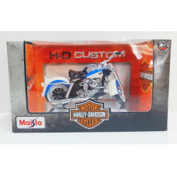 Kit 1 Quadro decorativo + 1 Miniatura 1/18 H-D 1958 FLH DUO Glide Azul com caixa Harley-Davidson