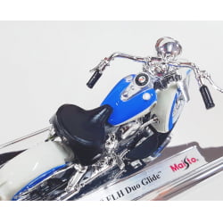 Kit 1 Quadro decorativo + 1 Miniatura 1/18 H-D 1958 FLH DUO Glide Azul com caixa Harley-Davidson