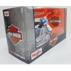 Kit 1 Quadro decorativo + 1 Miniatura 1/18 H-D 1958 FLH DUO Glide Azul com caixa Harley-Davidson