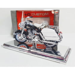 Kit 1 Quadro decorativo + 1 Miniatura 1/18 H-D 1968 FLH Electra Glide 68 Branco com caixa Harley-Davidson