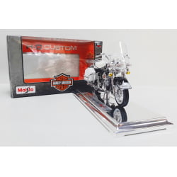 Kit 1 Quadro decorativo + 1 Miniatura 1/18 H-D 1968 FLH Electra Glide 68 Branco com caixa Harley-Davidson