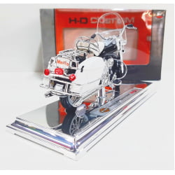 Kit 1 Quadro decorativo + 1 Miniatura 1/18 H-D 1968 FLH Electra Glide 68 Branco com caixa Harley-Davidson