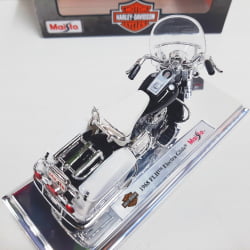 Kit 1 Quadro decorativo + 1 Miniatura 1/18 H-D 1968 FLH Electra Glide 68 Branco com caixa Harley-Davidson