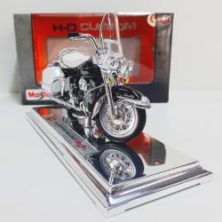 Kit 1 Quadro decorativo + 1 Miniatura 1/18 H-D 1968 FLH Electra Glide 68 Branco com caixa Harley-Davidson