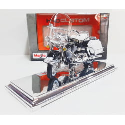 Kit 1 Quadro decorativo + 1 Miniatura 1/18 H-D 1968 FLH Electra Glide 68 Branco com caixa Harley-Davidson