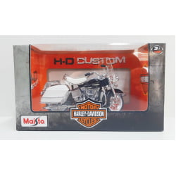 Kit 1 Quadro decorativo + 1 Miniatura 1/18 H-D 1968 FLH Electra Glide 68 Branco com caixa Harley-Davidson