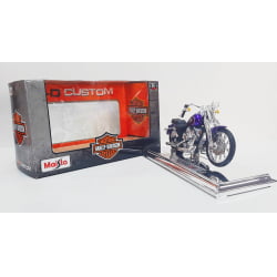 Kit 1 Quadro decorativo + 1 Miniatura 1/18 H-D 2001 FXSTS Springer Softail Roxo com caixa Harley-Davidson