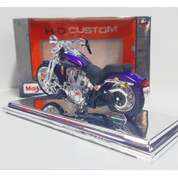 Kit 1 Quadro decorativo + 1 Miniatura 1/18 H-D 2001 FXSTS Springer Softail Roxo com caixa Harley-Davidson