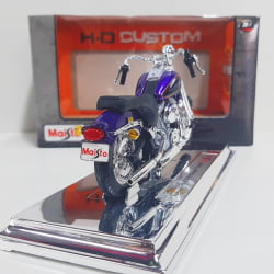 Kit 1 Quadro decorativo + 1 Miniatura 1/18 H-D 2001 FXSTS Springer Softail Roxo com caixa Harley-Davidson