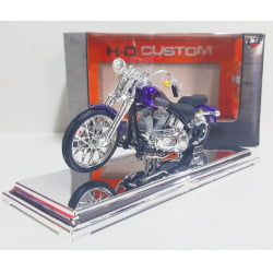 Kit 1 Quadro decorativo + 1 Miniatura 1/18 H-D 2001 FXSTS Springer Softail Roxo com caixa Harley-Davidson