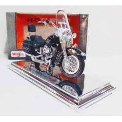 Kit 1 Quadro decorativo + 1 Miniatura 1/18 H-D 2000 FLSTC Heritage Softail Classic Preto com caixa Harley-Davidson