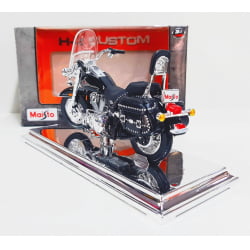 Kit 1 Quadro decorativo + 1 Miniatura 1/18 H-D 2000 FLSTC Heritage Softail Classic Preto com caixa Harley-Davidson