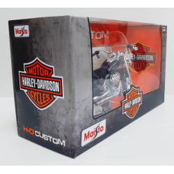 Kit 1 Quadro decorativo + 1 Miniatura 1/18 H-D 2000 FLSTC Heritage Softail Classic Preto com caixa Harley-Davidson