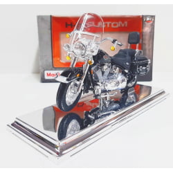 Kit 1 Quadro decorativo + 1 Miniatura 1/18 H-D 2000 FLSTC Heritage Softail Classic Preto com caixa Harley-Davidson