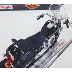 Kit 1 Quadro decorativo + 1 Miniatura 1/18 H-D 2000 FLSTC Heritage Softail Classic Preto com caixa Harley-Davidson