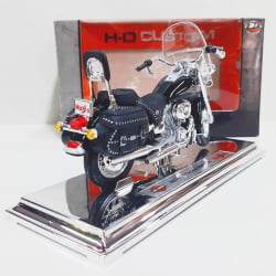 Kit 1 Quadro decorativo + 1 Miniatura 1/18 H-D 2000 FLSTC Heritage Softail Classic Preto com caixa Harley-Davidson