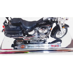 Kit 1 Quadro decorativo + 1 Miniatura 1/18 H-D 2000 FLSTC Heritage Softail Classic Preto com caixa Harley-Davidson