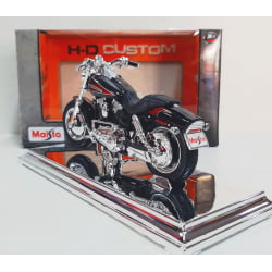 Kit 1 Quadro decorativo + 1 Miniatura 1/18 H-D 2009 FXSDFSE CVO Fat Bob Preto com caixa Harley-Davidson