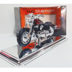 Kit 1 Quadro decorativo + 1 Miniatura 1/18 H-D 2009 FXSDFSE CVO Fat Bob Preto com caixa Harley-Davidson