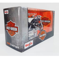 Kit 1 Quadro decorativo + 1 Miniatura 1/18 H-D 2009 FXSDFSE CVO Fat Bob Preto com caixa Harley-Davidson