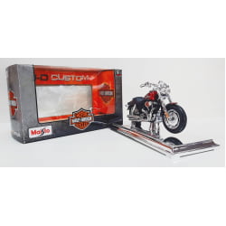 Kit 1 Quadro decorativo + 1 Miniatura 1/18 H-D 2009 FXSDFSE CVO Fat Bob Preto com caixa Harley-Davidson